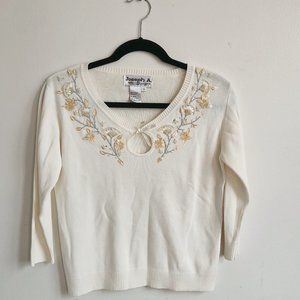 vintage white beaded knit